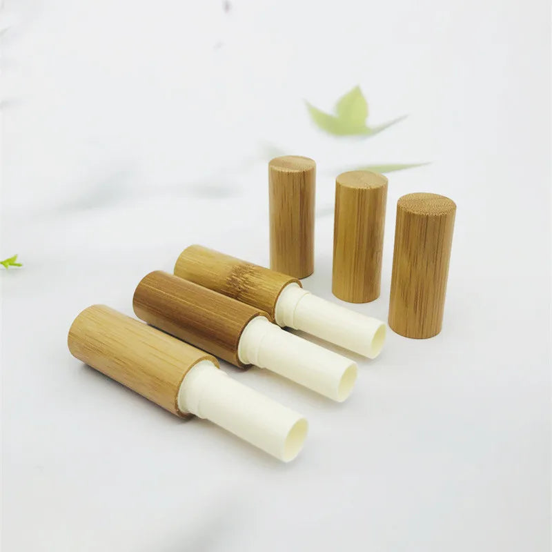 3g 5g Eco Friendly Bamboo Cosmetic Makeup Packaging Custom 5ml Diy Lip Balm Empty Containers Bamboo Lipstick Tube