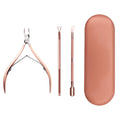 3pcs/box Dual-ended Stainless Steel Nail Cuticle Pusher Scissor Set in Rainbow Gold