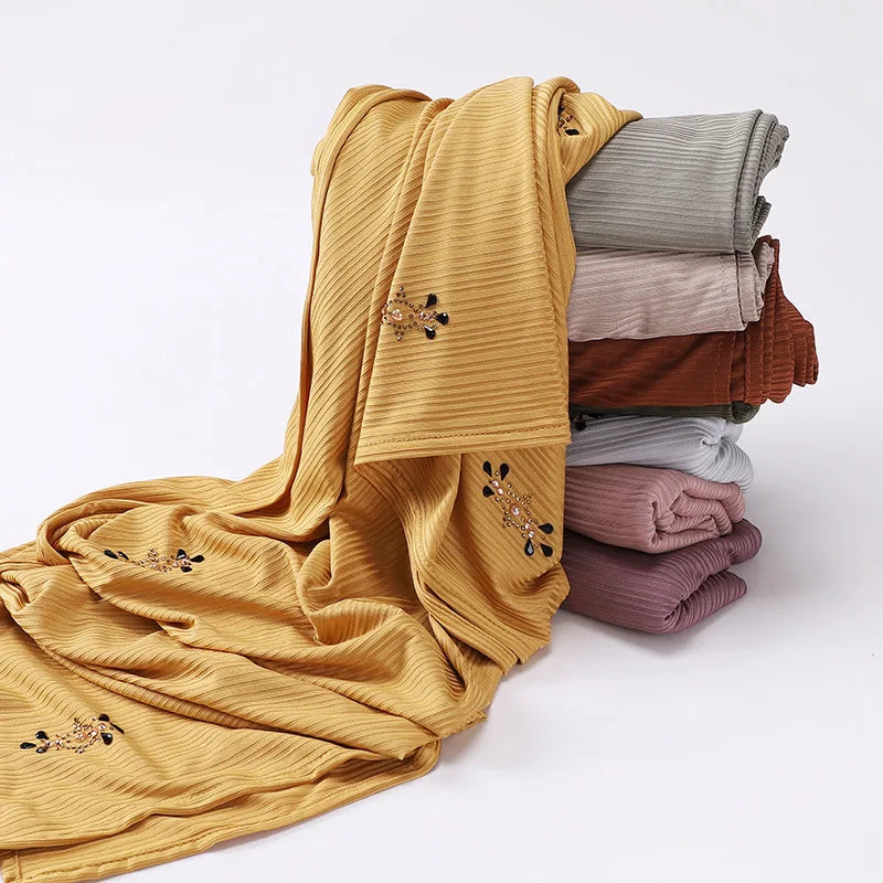 Women Muslim Shawls Ladies Hot Drilling Shawl Wraps Headwear Headscarf Long Hijab Scarf