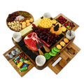 2026 Sustainable Eco-Friendly Rectangle Acacia Wood Marble Cheese Board Set with 3 Drawers Durable Charcuterie Serving Board