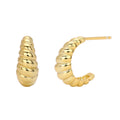 New Arrival 925 Sterling Silver Cc Hoop Earrings Jewelry Gold Plated Irregular Chunky Croissant Twisted Stud Earrings for Women