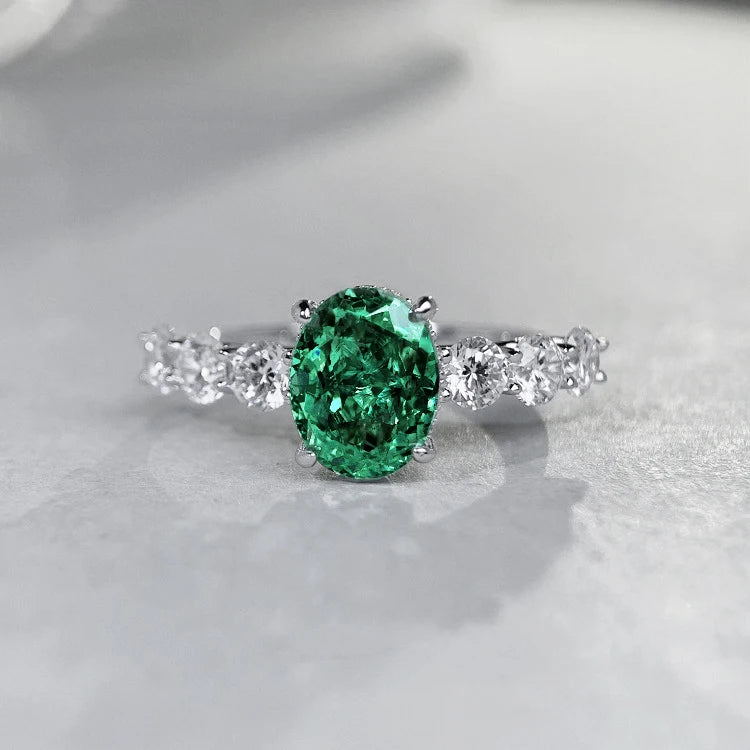 Factory Price Shining Diamond Women Trendy Oval Cut Moissanite Engagement Ring 925 Sterling Silver Jewelry