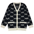 Autumn Winter Provide Custom Logo Men's Dropped Shoulder Casual Letter Style Knit Sweater Cardigan