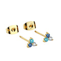 duyizhao Fashion Women Jewelry blue stone Cubic Zirconia Diamond CZ Mini Stud Earrings