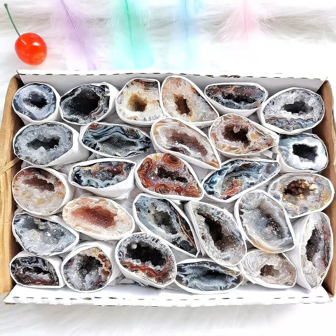 Wholesale Beautiful Healing Crystals Stone Raw Rough Agate Quartz Geode Cluster Gift Box for Decoration