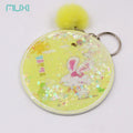 Portable Single-Sided Floating Quicksand Mirror Glitter Leather Cosmetic Makeup Mirror