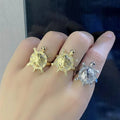RM1624 Chic 18K Gold Plated Zircon Diamond CZ Tortoise Rings Cute Animal Ocean Good Luck Ring Gift for Her