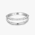 Ailmay Real 925 Sterling Silver Simple Fashion Clear CZ Double-Deck Rings for Women Girls Anti-allergy Fine Jewelry Gifts
