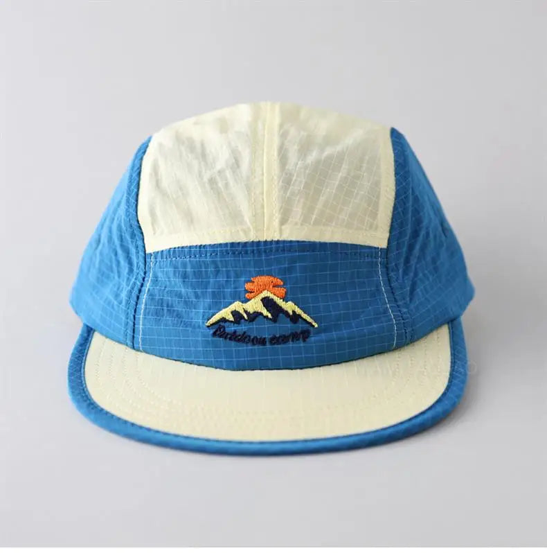 Custom Ripstop Camp Hat Lightweight Camper Nylon 5 Panel Cap Sports Running Nylon Camping Hiking Cap Hat with Embroidery Logo