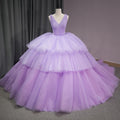 International Quinceanera Dress Crystal Tired Sweetheart  Purple Ball Gown Evening Dress Dy1278