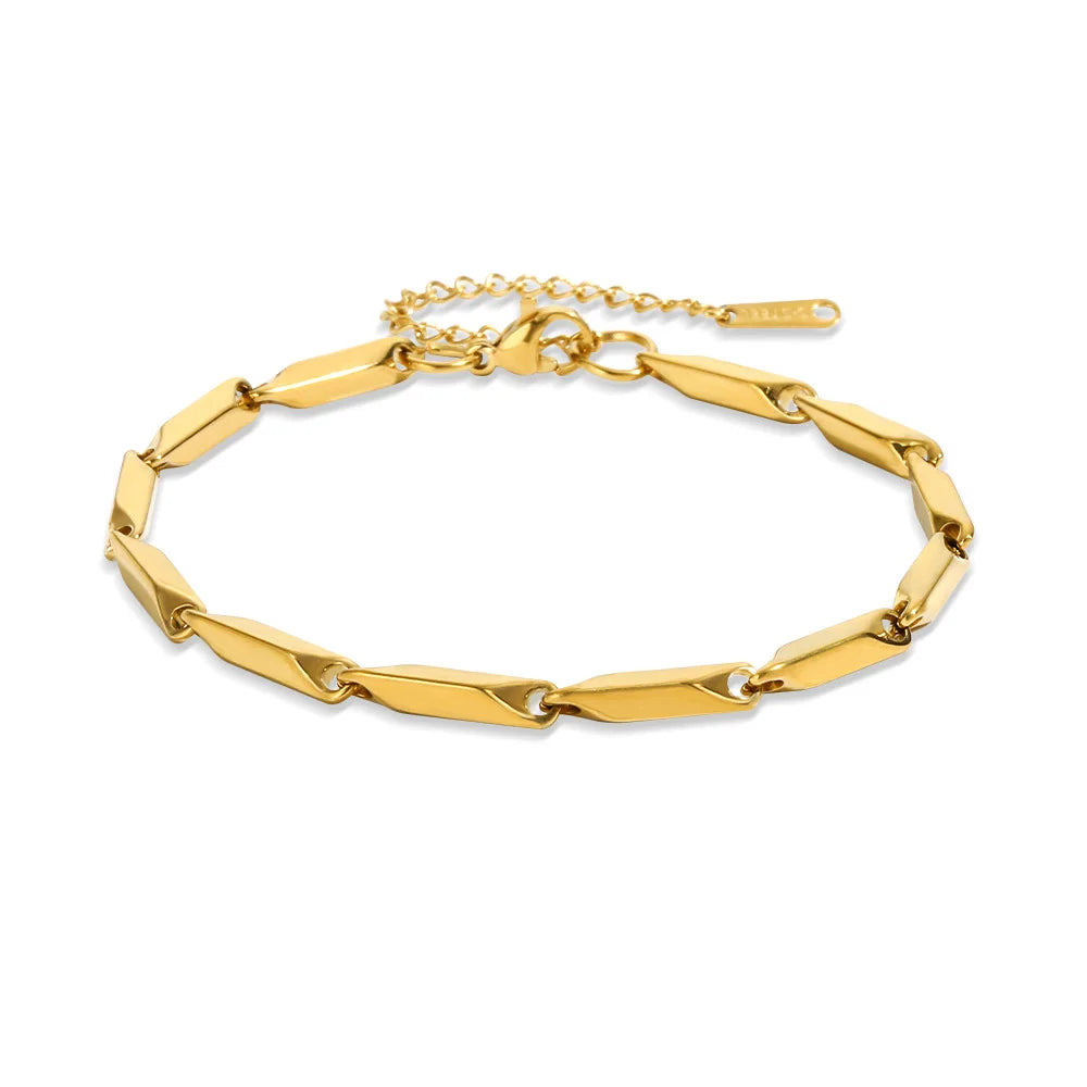 Wholesale Thin Jewelry Bracelets Melon Seed Silver Metal  Chain Stainless Steel Bracelet for Man Girl Women