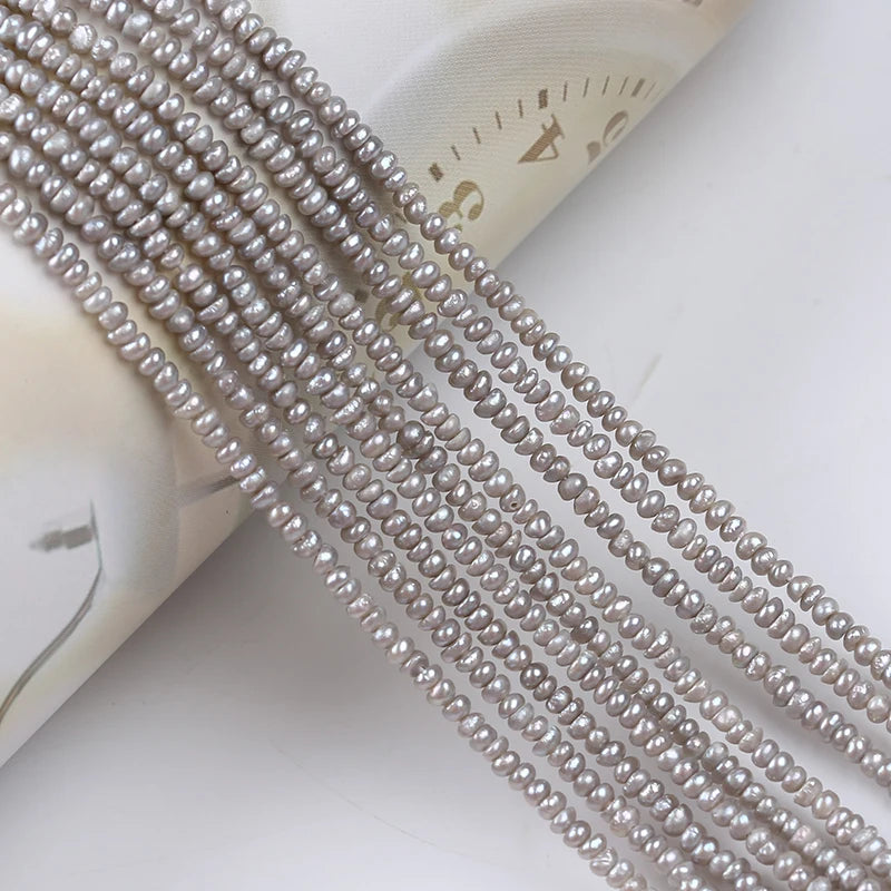Zhuji Wholesale Natural Freshwater Pearls Strands 2.5-3mm Gray Button Shape Loose Pearls