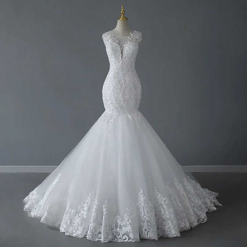 AL1478 2025 Hot Sale New White off Shoulder Satin Wedding Dress Ball Gown Luxury Bridal Tight Mermaid Wedding Dress Full