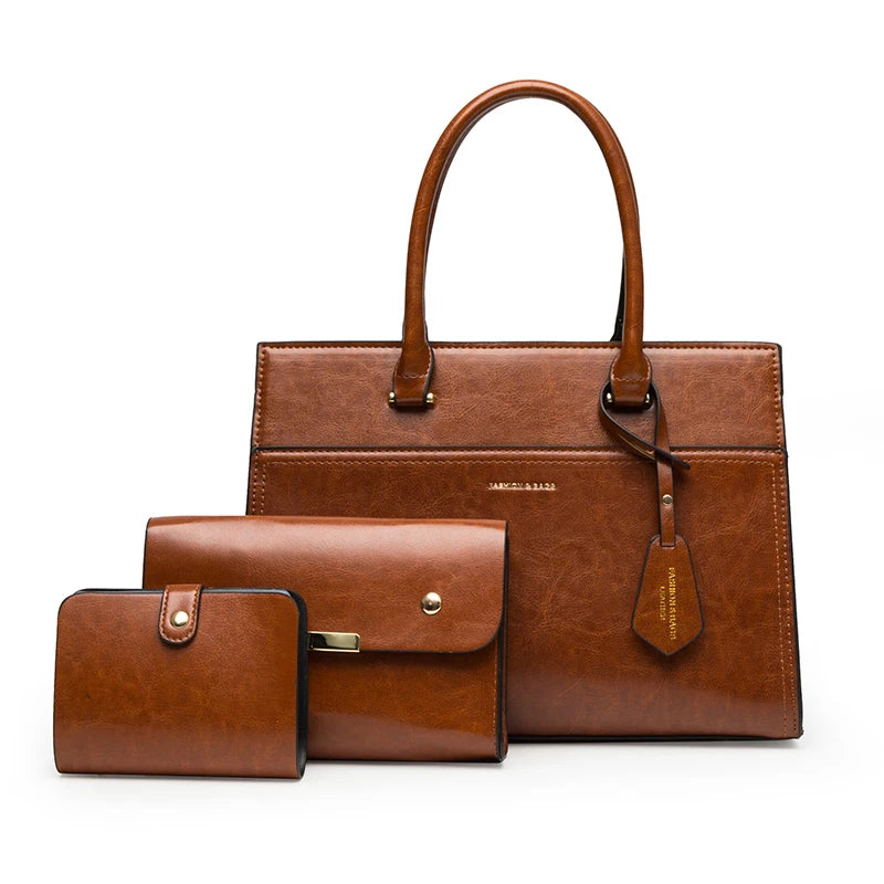 High-Capacity Women's Fashion Handbags Set Unique PU Clutch Bag and Cover Popular Ins Style