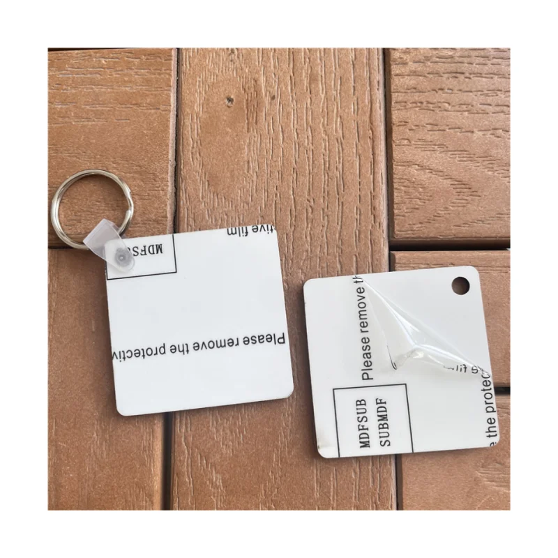 MDFSUB Personalized Custom Promotional Gift Square Double-sided Sublimation Blank Mdf Keychain Sublimation Wooden Mdf Keychain