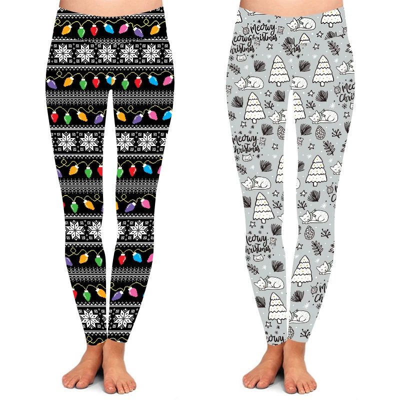 Christmas New Arrival Women Bulb Light Snowflake Leggings Printed Leggings for Women and Kids