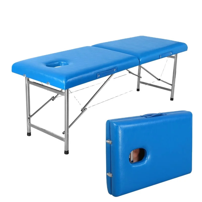 Factory Sale Navy Blue Wooden Portable Lightweight Folding Massage Bed 5cm Foam for Beauty Spa Salon Furniture 1 Year Warranty