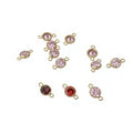 14K GF Zircon Charm 4mm Birthstone Connector Double Hole Brass Connectors Jewelry Findings & Components