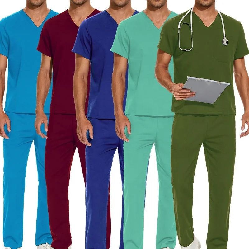 New Custom Logo Medical Scrubs Royal Blue Plus Size Uniform Quick Dry Unisex Nursing Scrubs Stretch Uniform Scrub Sets for Men