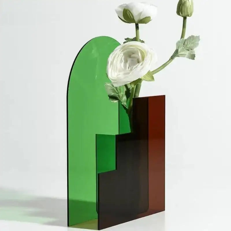 Customized Vivid Arch Shape 3mm Thick Iridescent Acrylic Handmade Vase for Home Decor