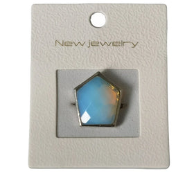 Hot Sale Silver Regular Pentagon Opal.Syn Vintage Rings for Ladies Girls Adjustable Wedding Ring Jewelry Birthday Gifts