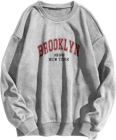 Custom Wholesale  Logo  Pullover Women's Letter Graphic Print Round Neck Long Sleeve Sweatshirt