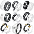Zhongzhe Ceramic Ring Factory Stock Fashion Top Quality Black White Waterproof Wedding Band Engagement Party Anniversary Ring