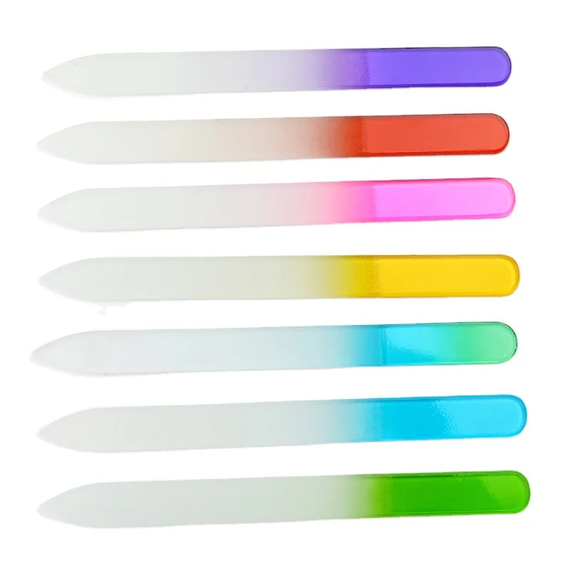 Double Sided Etched Crystal Glass Nail File Set for Gentle Fingernail Care