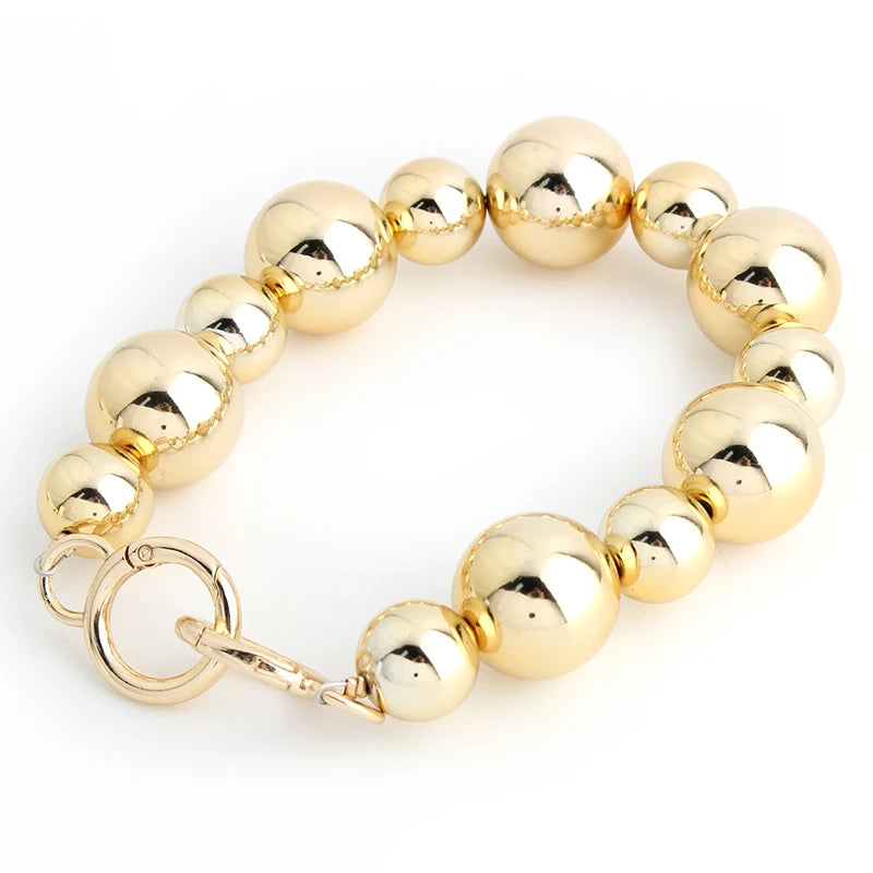 Nolvo World 34.5cm Wholesale Bag Shoulder Acrylic Pearl Chain Resin Strap Purse Plastic Pearl Top Detachable Handle for Handbag