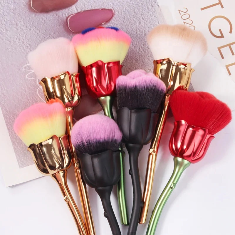 Wholesale Rose Shape Nail Dust Brush Makeup Brush Beauty Nail Cleaner Brush Nail Art Tools Supplier