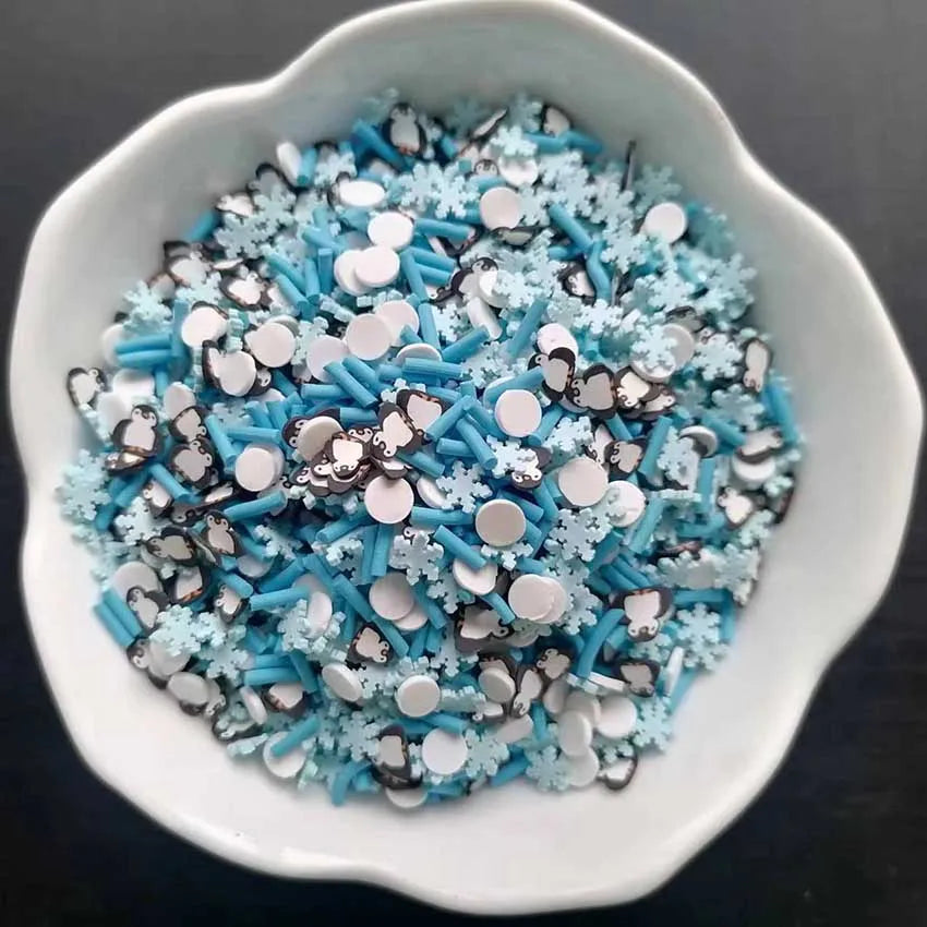 1kg DIY Craft Slime Sprinkles Christmas Penguin Snowflake Mix Polymer Clay Sprinkles Slices
