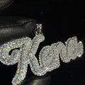 Custom Name Letter Plate 2 Layer 10K Two Tone Solid Gold AAA Zircon Diamond Pendant Charm Mens Ladies