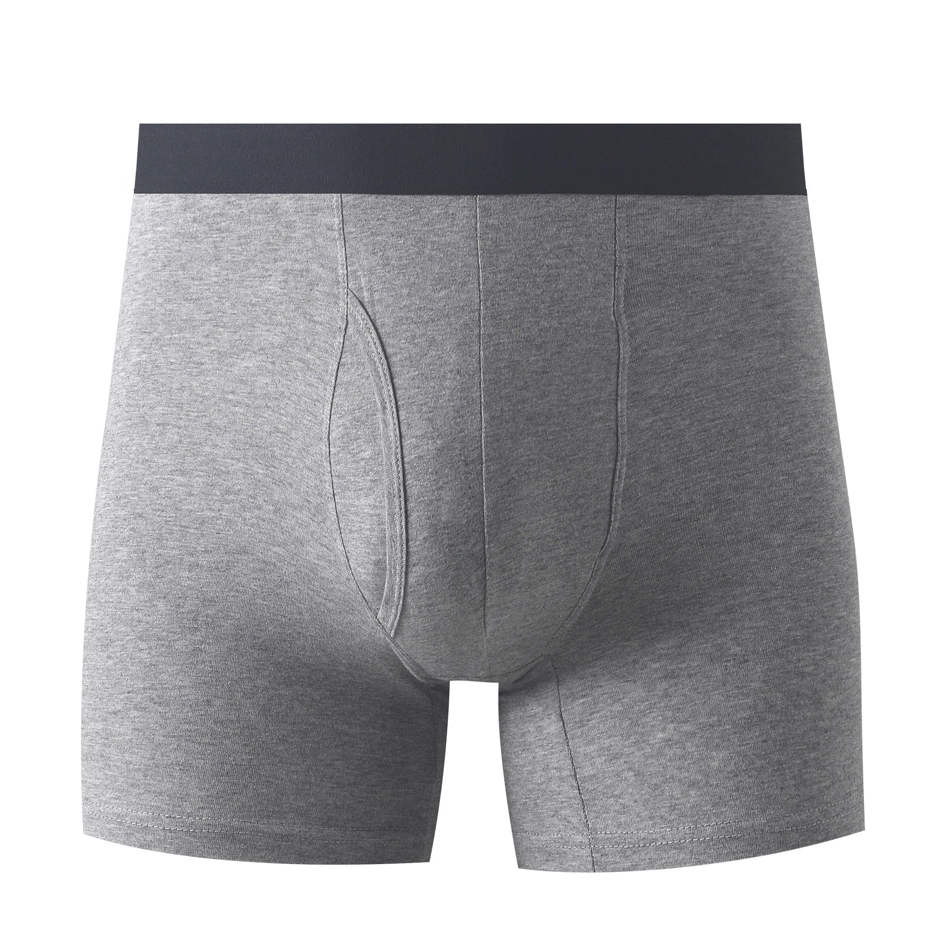 Men's Large-size Pure Cotton Open-Front Boxer Briefs New Knitted Breathable Breathable Long Briefs