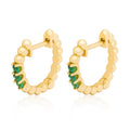 Fine Creative C Shaped Hollow Round Dot Design Earrings Gemstone Simple Gold Bead Emerald Hoop Earring