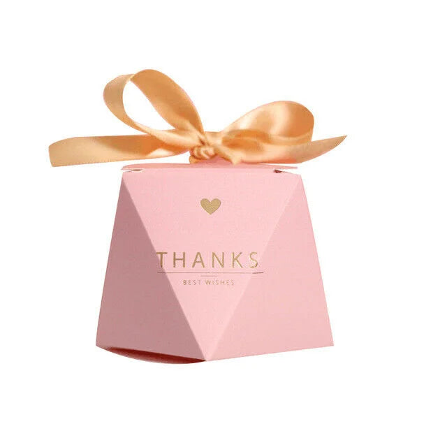 Candy Packaging Wedding Party Rhombus Gift Box with Ribbon Communion Party Box