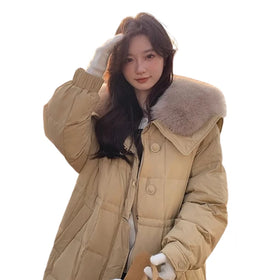 2024 Fashion Fashion Real Fox Fur Collar Thickening Beautiful Feather Down Jacket Coats Women