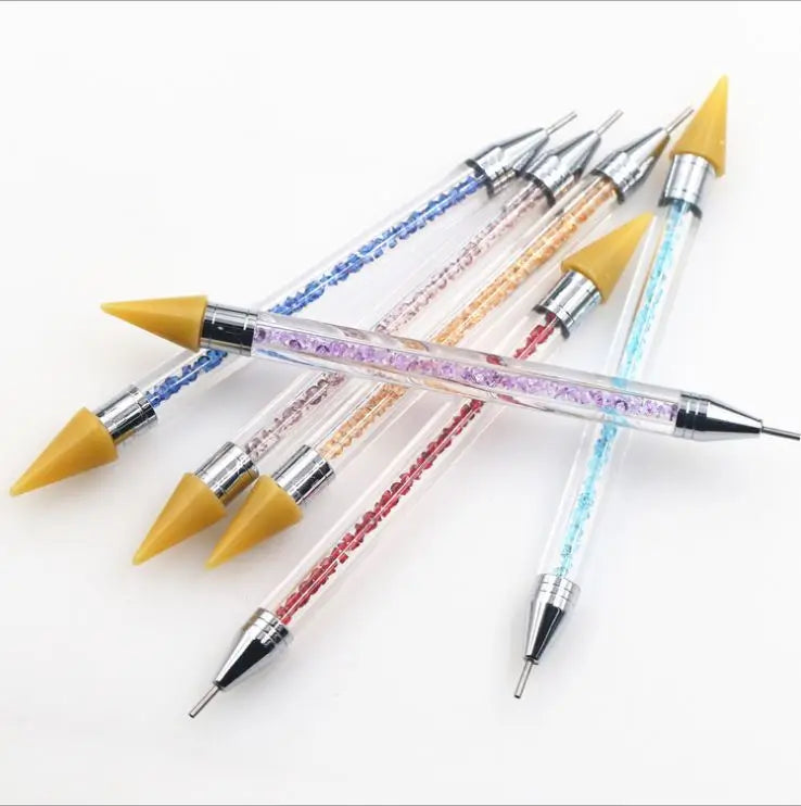 Colorful Dual-Ended Nail Polish Paint Manicure Pen Dot Nail Art Dotting Tool Rhinestone Picker Wax Dotting Pen