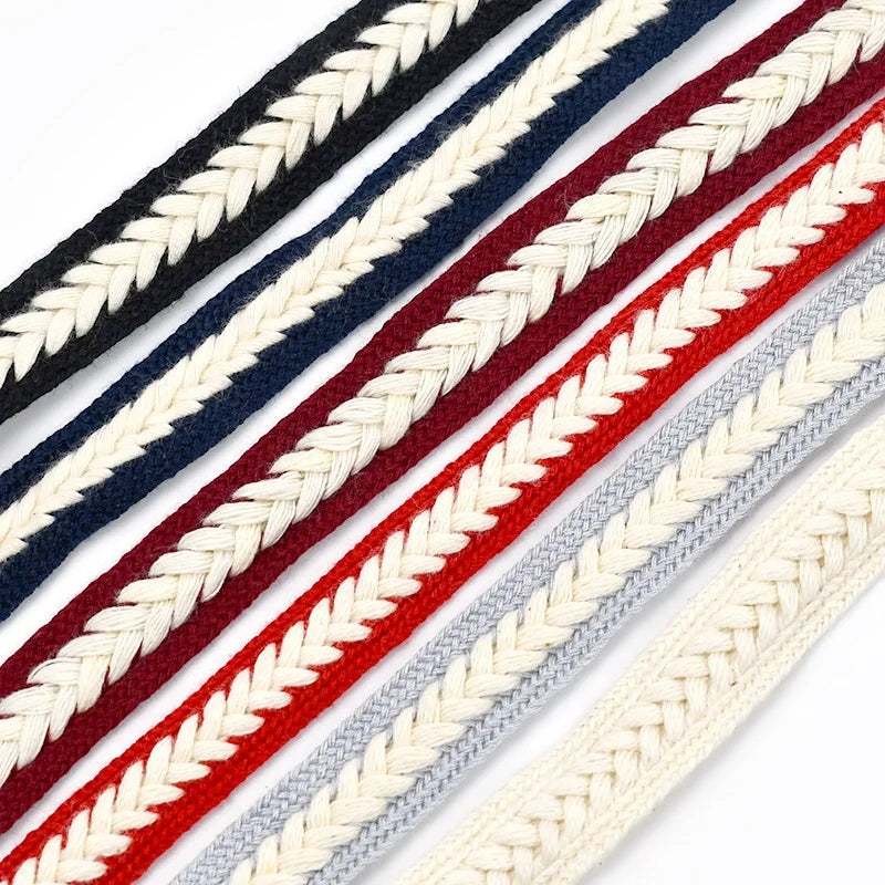 Meetee AP538 15mm Garment Accessories Braid Cotton Twist Rope Polyester Decorative Lace Ribbon Webbing for Garment Home Textile