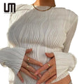Liu Ming Y2K Fashion Hot Sells Trending Women Clothes Casual Ruched Long Sleeve T Shirts Skinny Basic Tee Tops