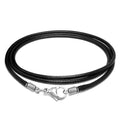 Ready to Ship Simple Black Rope Braided Leather Necklace Chain with Steel Clasp