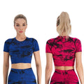 Tie Dye Embroidery Women's Yoga Crop Top High Elastic Quick Dry Gym Short Sleeve Slim Fit OEM ODM Fashion Design Running Shirts
