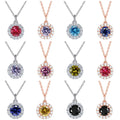12 Styles of 925 Sterling Silver Birthstone Rose Gold Fade-Resistant Zircon Pendant Necklaces