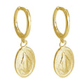 YHE0114 Religious Virgin Mary S925 Sterling Silver 18k Gold Small Circle Hoop Dangle Huggie Hoop Earrings for Women Jewelry