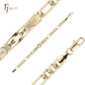 FJ Fallon Fashion Jewelry Figaro Link Bracelets 14K Gold Plated Brass Based