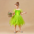 Pretty Girl Princess Costume Birthday Party Clothes Fairy Green Elf Dress for Girls