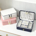 2 Layer Large Jewelry Box Organizer PU Leather Jewelry Storage Case for Women Earrings Necklace Rings Studs Holder