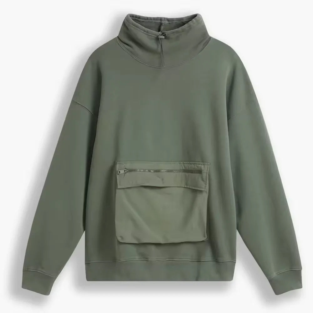 400/500GSM Custom French Terry Turtleneck Sweater Men Hoodie High Quality Cotton Oversized Pullover Sweatshirt Men Jumper