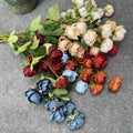 D-P001 Decorative White Peonies Flowers Silk Peony Artificial Flower 6heads Peony bunch for Wedding Arch Flowers