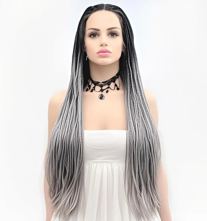 DieffematicJF Parrucca Donna Chemical Fiber Wig Dirty Braids Hand Rubbing Chemical Thin Braids Front Lace African Wig