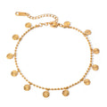 18K Gold Plated Stainless Steel Foot Jewelry for Women Bead Chain Petal Disc Pendant Anklet